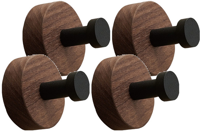 小麥購物 胡桃木掛鉤 L327, 4個, 黑色