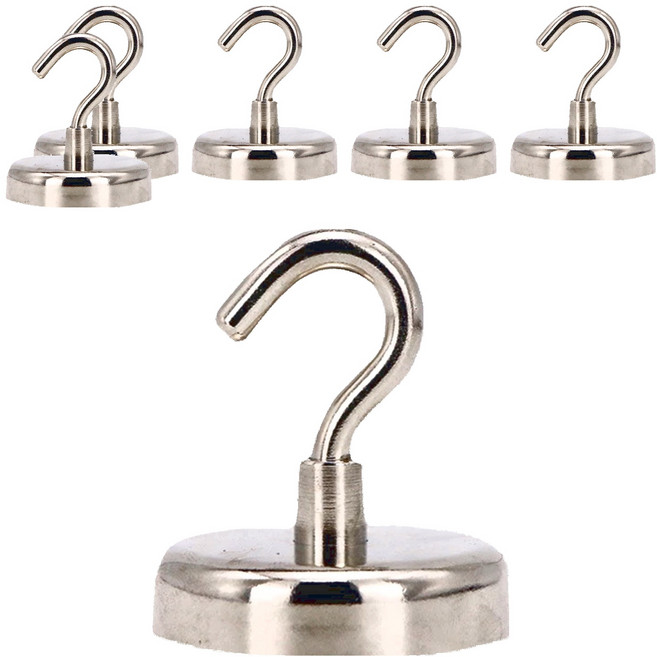 超強力磁鐵掛勾 42 x 50mm, 鍍鎳色, 6個