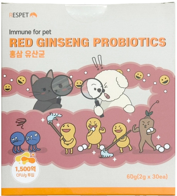 RESPET 多功能紅蔘寵物益生菌 30包, 60g, 1個, 腸道健康/乳酸菌