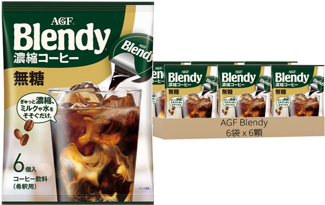 AGF Blendy 濃縮咖啡球 無糖 冷熱皆宜 隨時享受濃郁香醇, 18g, 6顆, 6袋