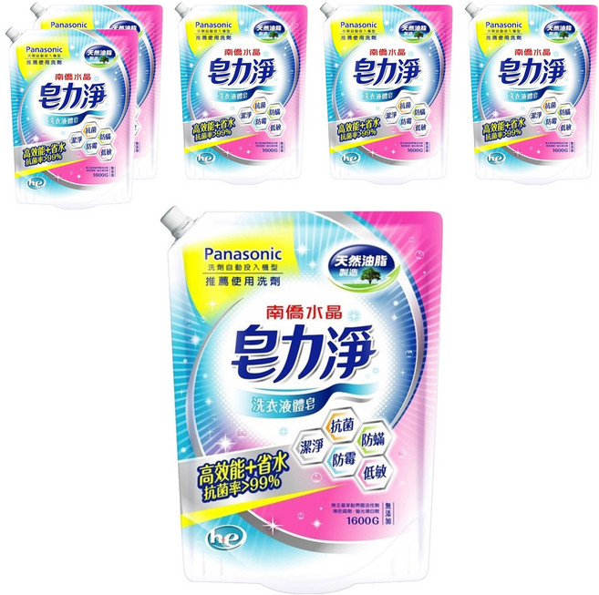 南僑水晶 皂力淨洗衣液體皂, 1.6kg, 6包