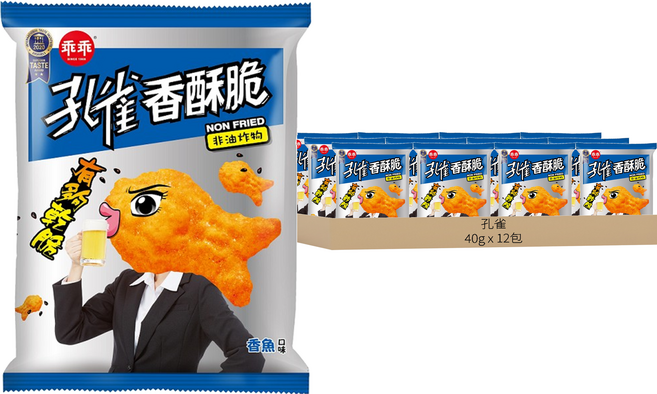 孔雀 香酥脆 香魚口味, 40g, 12包