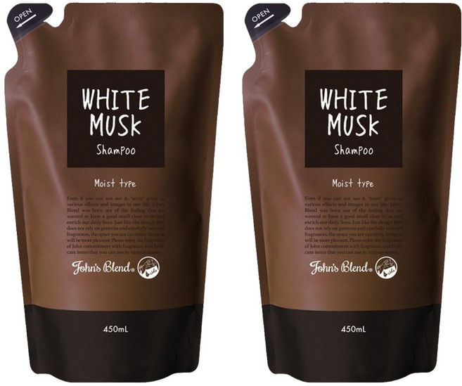 John's Blend 草本保濕洗髮精補充包 白麝香, 2個, 450ml