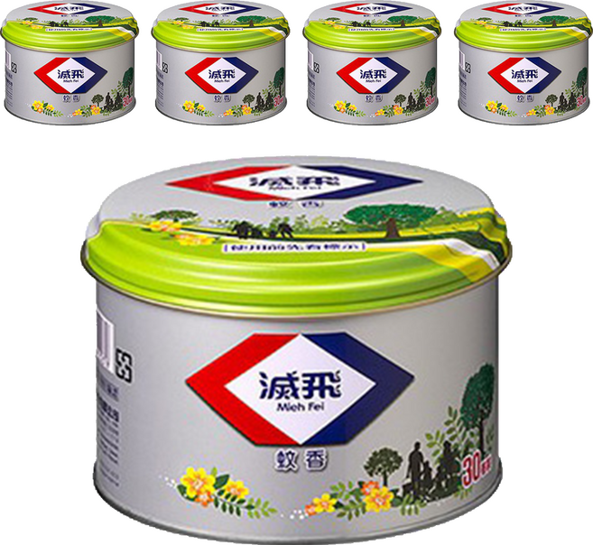 滅飛 蚊香鐵罐, 5罐, 375g