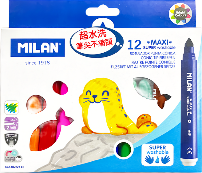MILAN 兒童超水洗彩色筆, 多色, 1盒