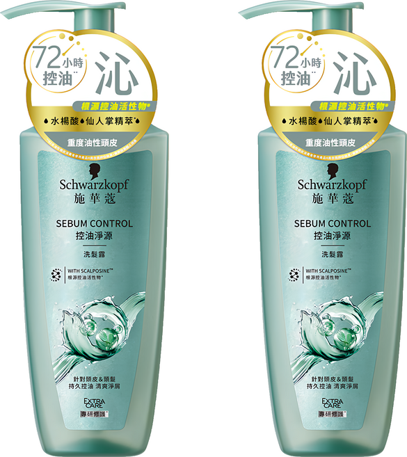Schwarzkopf 施華蔻 台灣公司貨 控油淨源洗髮露, 400ml, 2瓶