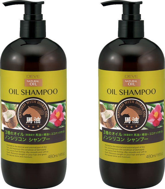 KUMANO 熊野油脂 DEVE 3種油 洗髮精, 480ml, 2瓶
