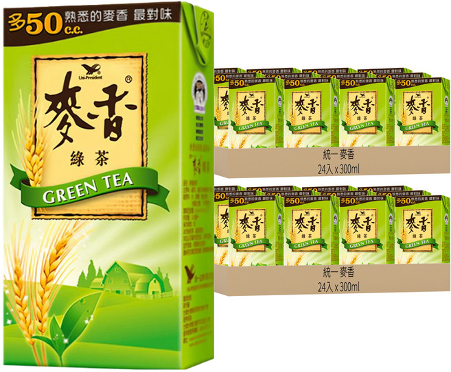 統一 麥香 綠茶, 300ml, 48入