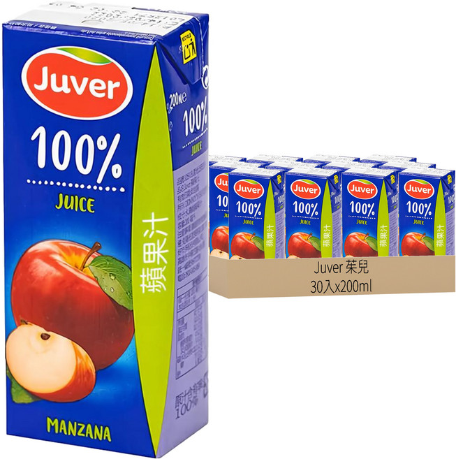 Juver 茱兒 APPLE JUICE 蘋果汁, 200ml, 30瓶