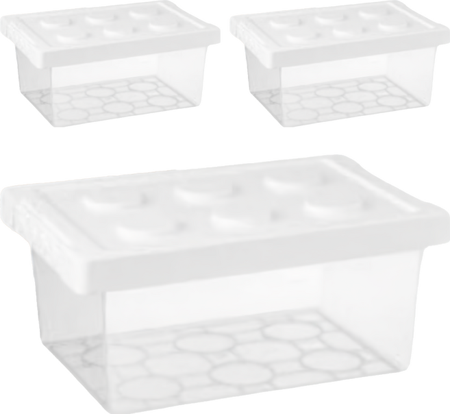 imakara 伊瑪卡拉 玩具收納箱 M(31 x 21 x 13.5cm), 透明色 + 白色, 3個