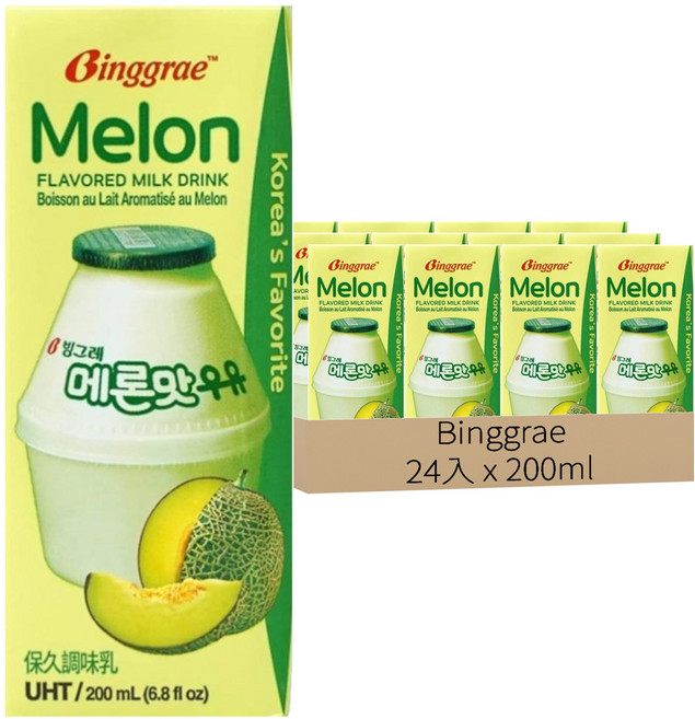 Binggrae 保久調味乳 哈密瓜風味, 200ml, 24入