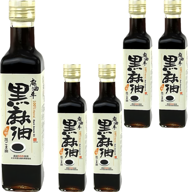 麻油車 頂級冷壓黑麻油, 255ml, 5瓶