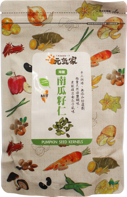 元氣家 烘焙薄鹽南瓜子, 200g, 1包