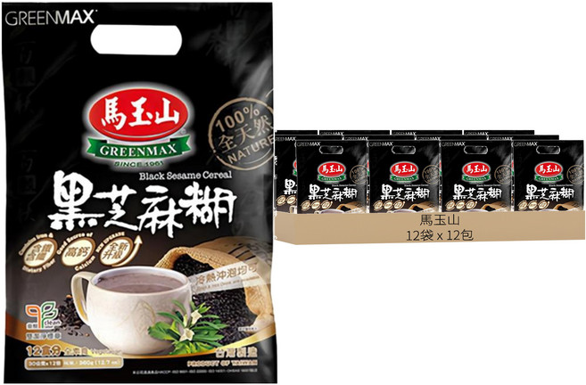 馬玉山 黑芝麻糊 全素, 30g, 12包, 12袋