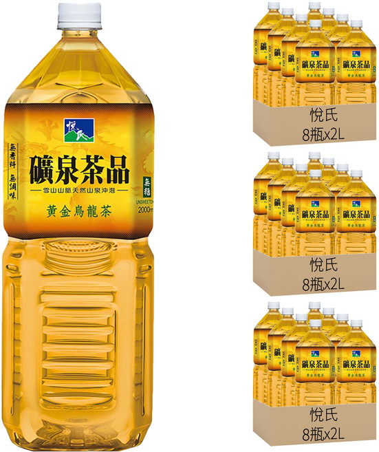 悅氏 礦泉烏龍茶 無糖, 2L, 24瓶