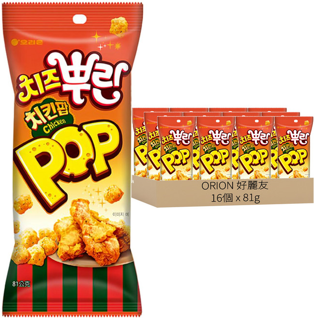 ORION 好麗友 雞米花脆餅 韓式起司炸雞口味, 81g, 16包