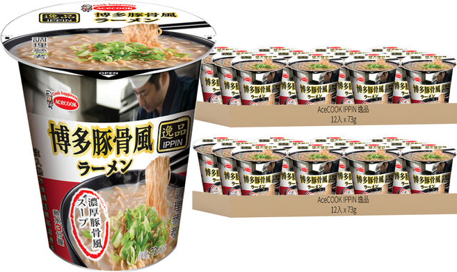 AceCOOK IPPIN 逸品 博多豚骨風味麵 73g, 24入