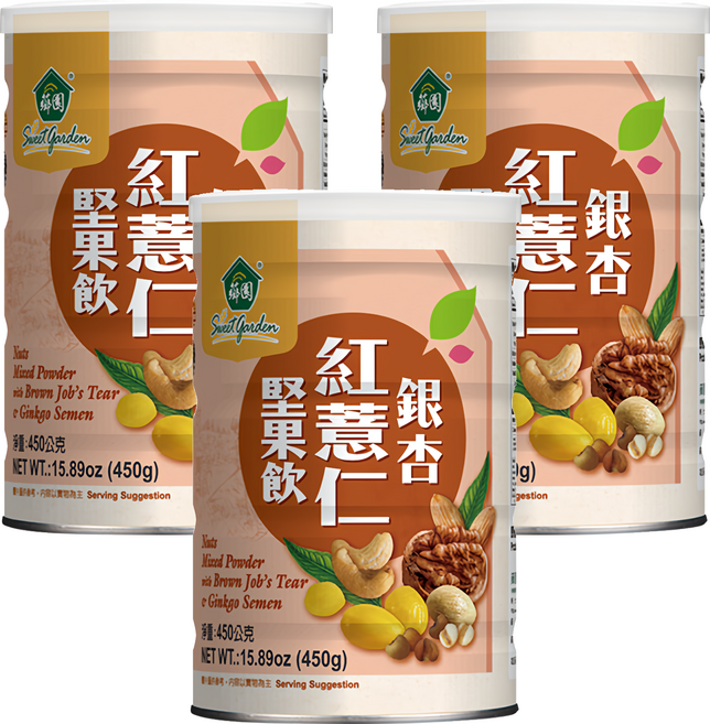 薌園 銀杏紅薏仁堅果飲 多種穀物 膳食纖維, 450g, 3罐
