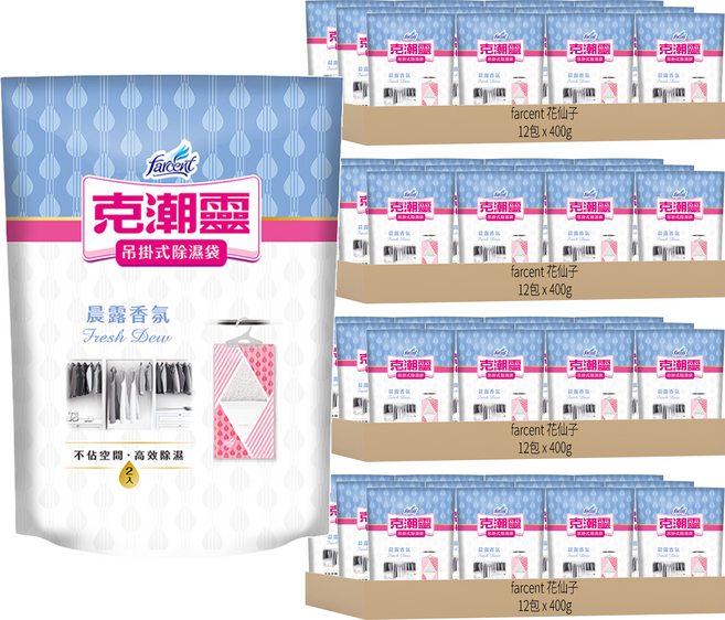 farcent 花仙子 克潮靈 吊掛除濕袋 晨露香氛 2入, 48包
