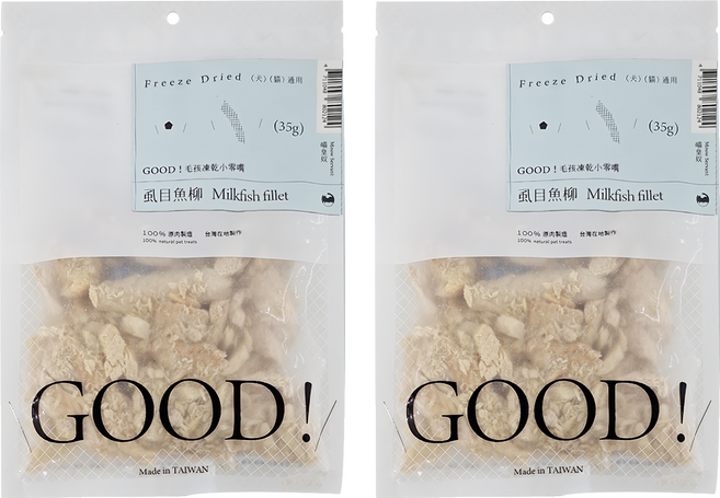 MEOW SERVANT 喵皇奴 GOOD! 毛孩凍乾小零嘴 犬貓適用, 虱目魚柳, 35g, 2包