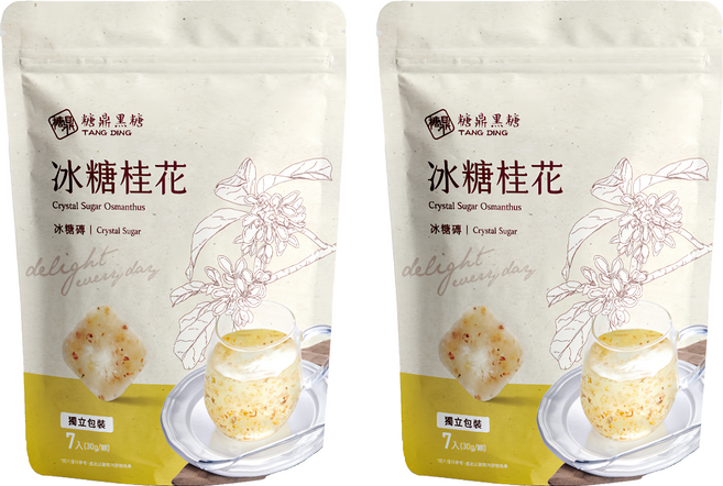 糖鼎 黑糖磚 冰糖桂花, 30g, 7個, 2袋