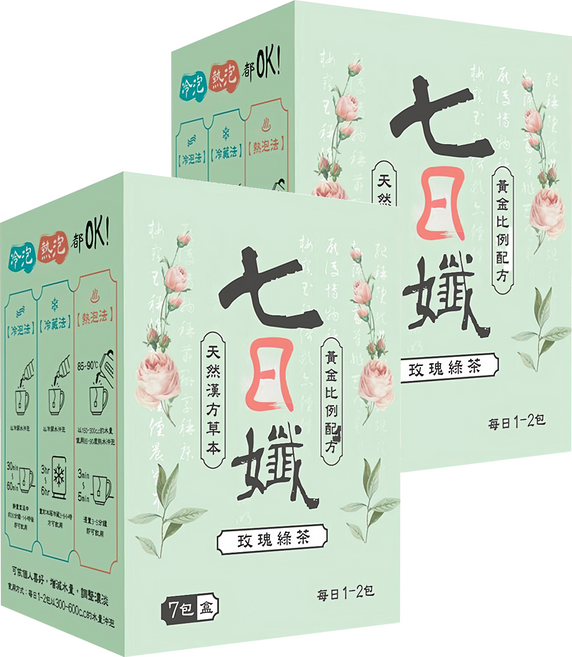 Dr.C Biotech 家家生醫 七日孅 孅體茶包 玫瑰綠茶, 4g, 7包, 2盒