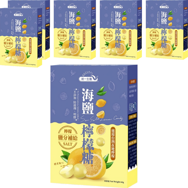 統一生機 海鹽檸檬糖, 60g, 6個