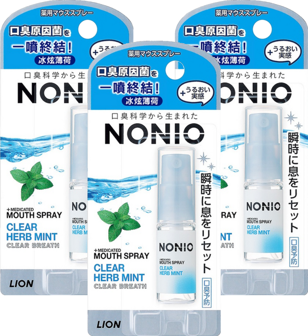 LION 獅王 NONIO 終結口氣淨涼噴劑 冰炫薄荷, 5ml, 3瓶