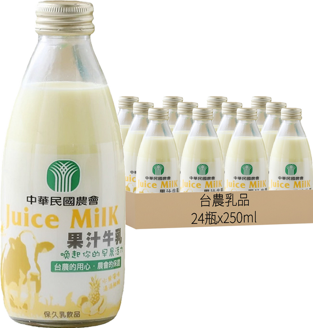 台農乳品 保久乳 果汁口味, 250ml, 24罐