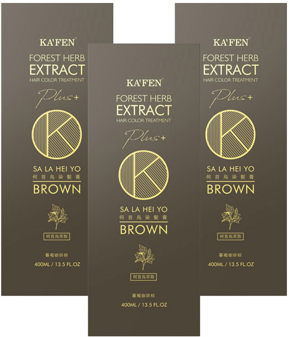 KA'FEN 卡氛 Plus+ 何首烏染髮膏, 暮褐咖啡棕, 3件