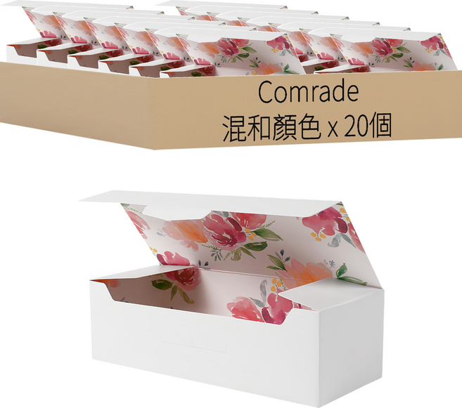 花朵圖案包裝盒, 白色, 20個