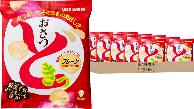 UHA 味覺糖 甘薯心動薯片 原味, 65g, 10包