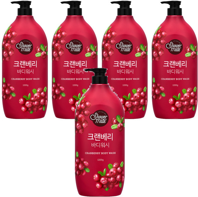 Shower mate 微風如沐果香沐浴乳 蔓越莓, 1.2kg, 5瓶