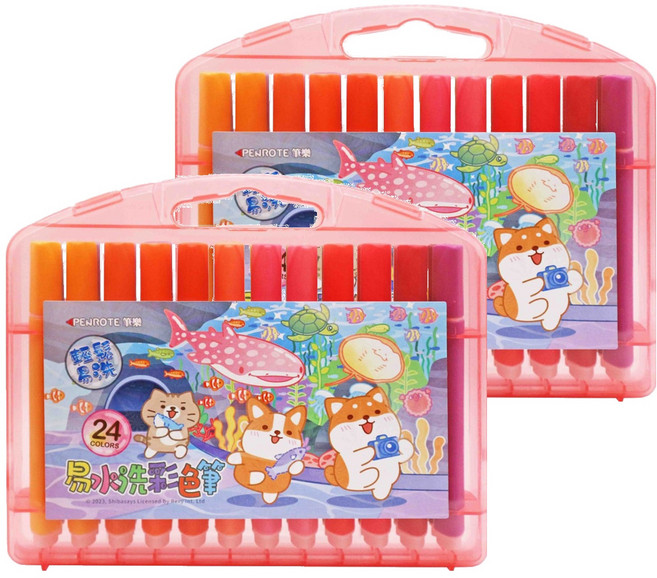 PENROTE 筆樂 柴語錄24色易水洗彩色筆 DPG9058, 粉紅色, 2盒