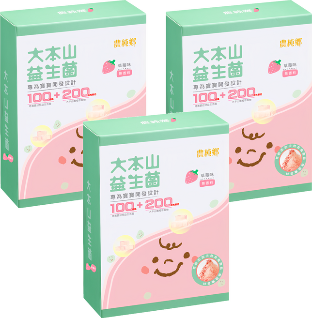 農純鄉 大本山益生菌粉 草莓味, 30包, 2g, 3盒