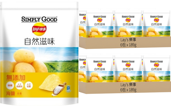 Lay's 樂事 洋芋片 海鹽, 189g, 12包
