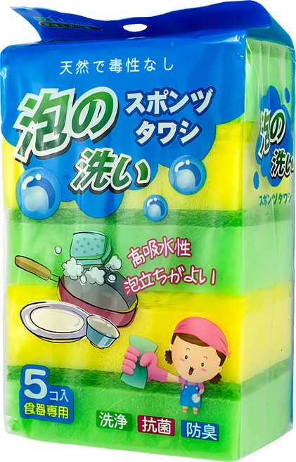 ezHome 家庭生活的達人 海綿菜瓜布, 1包, 5個