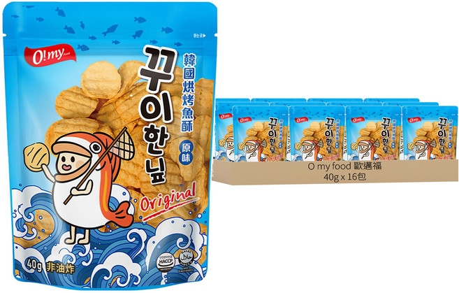 O my food 歐邁福 烘烤魚酥 經典原味, 40g, 16包