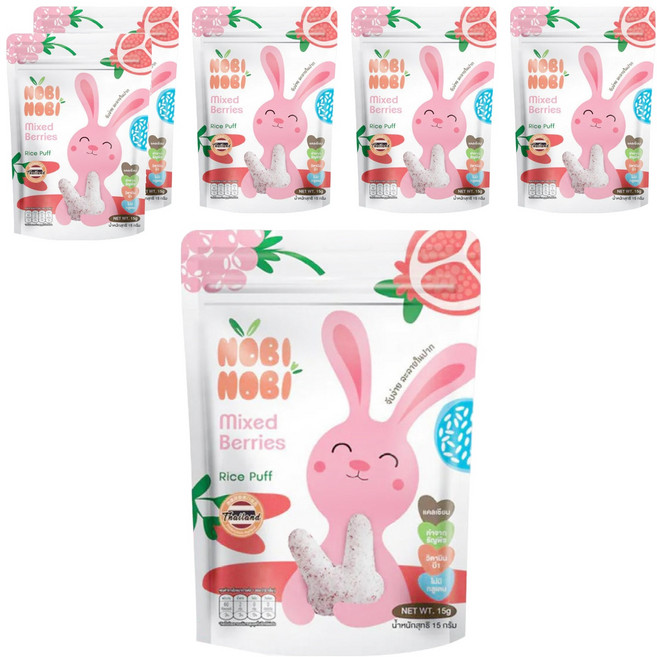 NOBI NOBI 娜比 兔兔小米菓, 15g, 6包, 綜合莓果