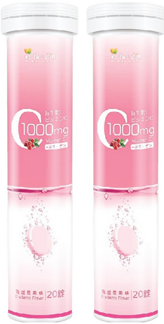 Bee Zin 康萃 維生素C1000膠原發泡錠, 20錠, 4g, 2瓶