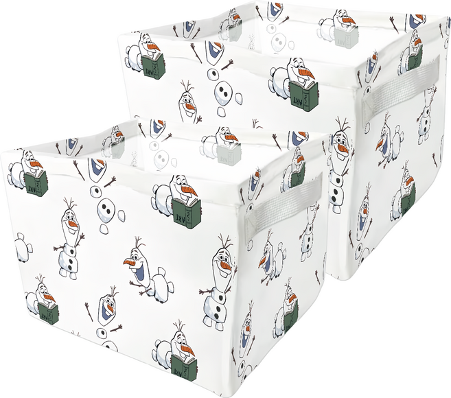 收納王妃 迪士尼收納系列 冰雪收納桶 方形, 歡樂雪寶, 2個