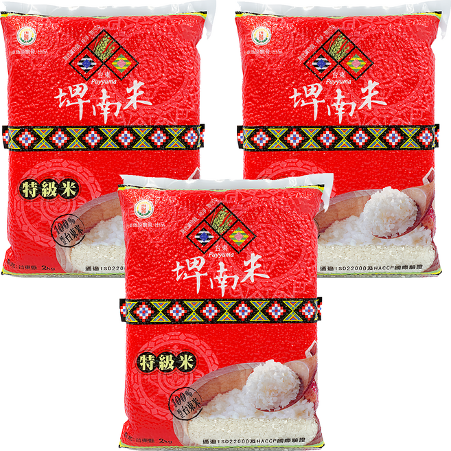 台東地區農會 埤南米 特級米, 3包, 2kg, 特級
