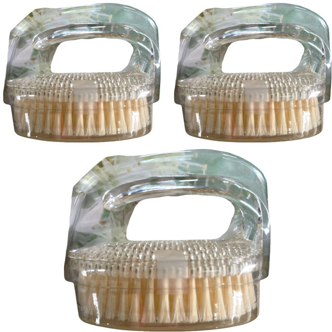 KEYTOSS 詰朵斯 織體按摩去角質握式沐浴刷 橢, 透明色 + 米白色, 3支, 1入