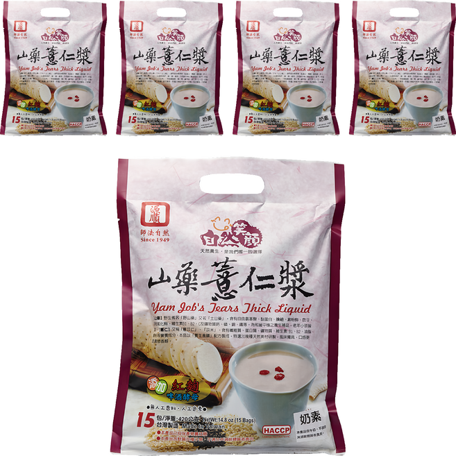 源順食品 自然笑顏 山藥薏仁漿, 420g, 5袋