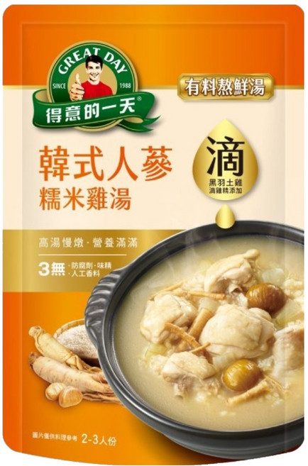 得意的一天 韓式人蔘糯米雞湯, 780g, 1包