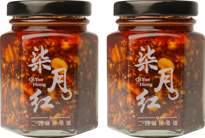 柒月紅 二四麻辣果油 多種獨特香料 精選台南九號花生 四川大紅袍花椒, 100g, 2罐
