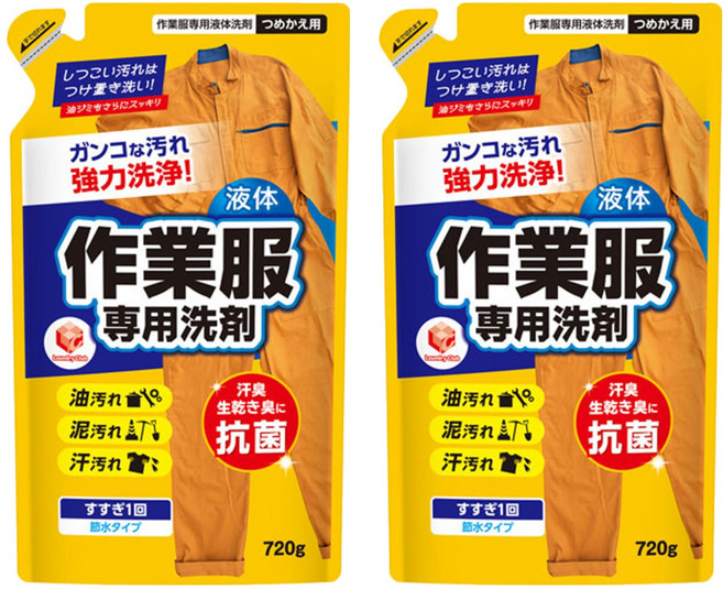 第一石鹼 工作服專用清潔劑補充包 強力洗淨 抗菌 有效去除油污/泥污/汗漬, 720g, 2包