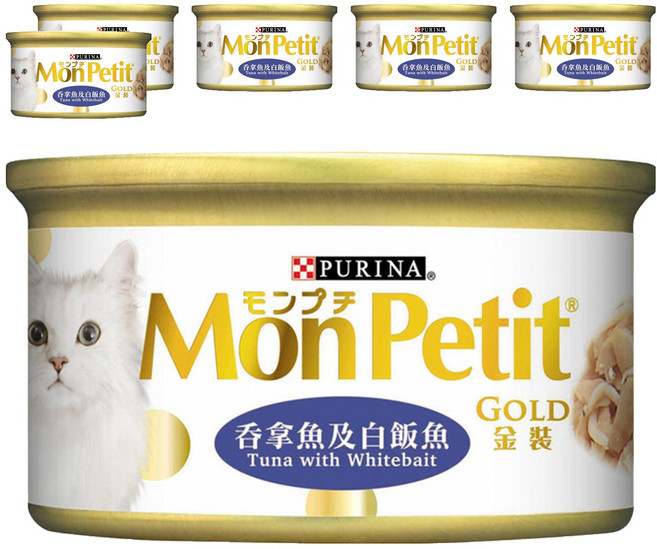 MonPetit 貓倍麗 金罐, 吞拿魚及白飯魚, 85g, 6罐