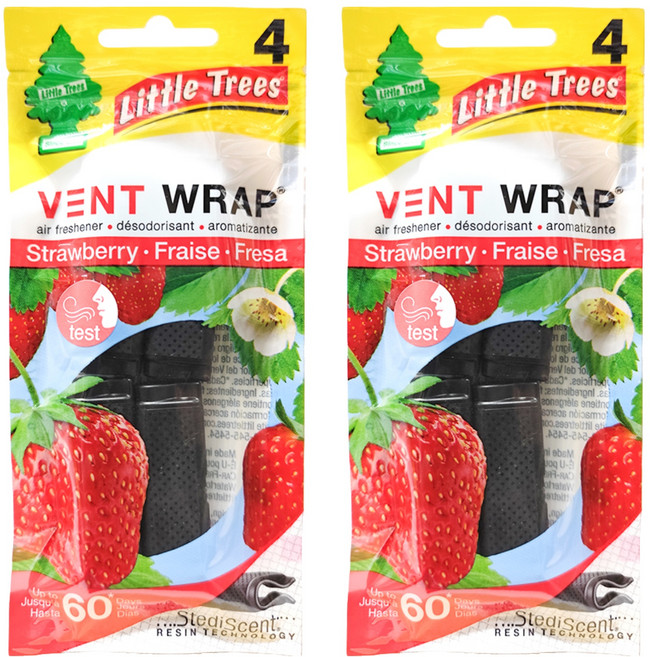 Little Trees 小樹香片 隱形芳香夾 4入, 草莓, 2袋