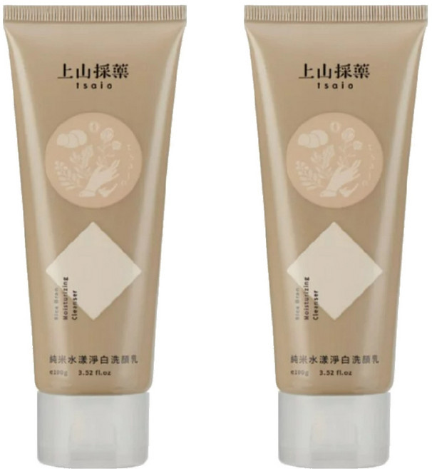 tsaio 上山採藥 純米水漾淨白洗顏乳 米糠萃取 有效鎖水保濕 溫和洗淨、潤白肌膚, 100g, 2條
